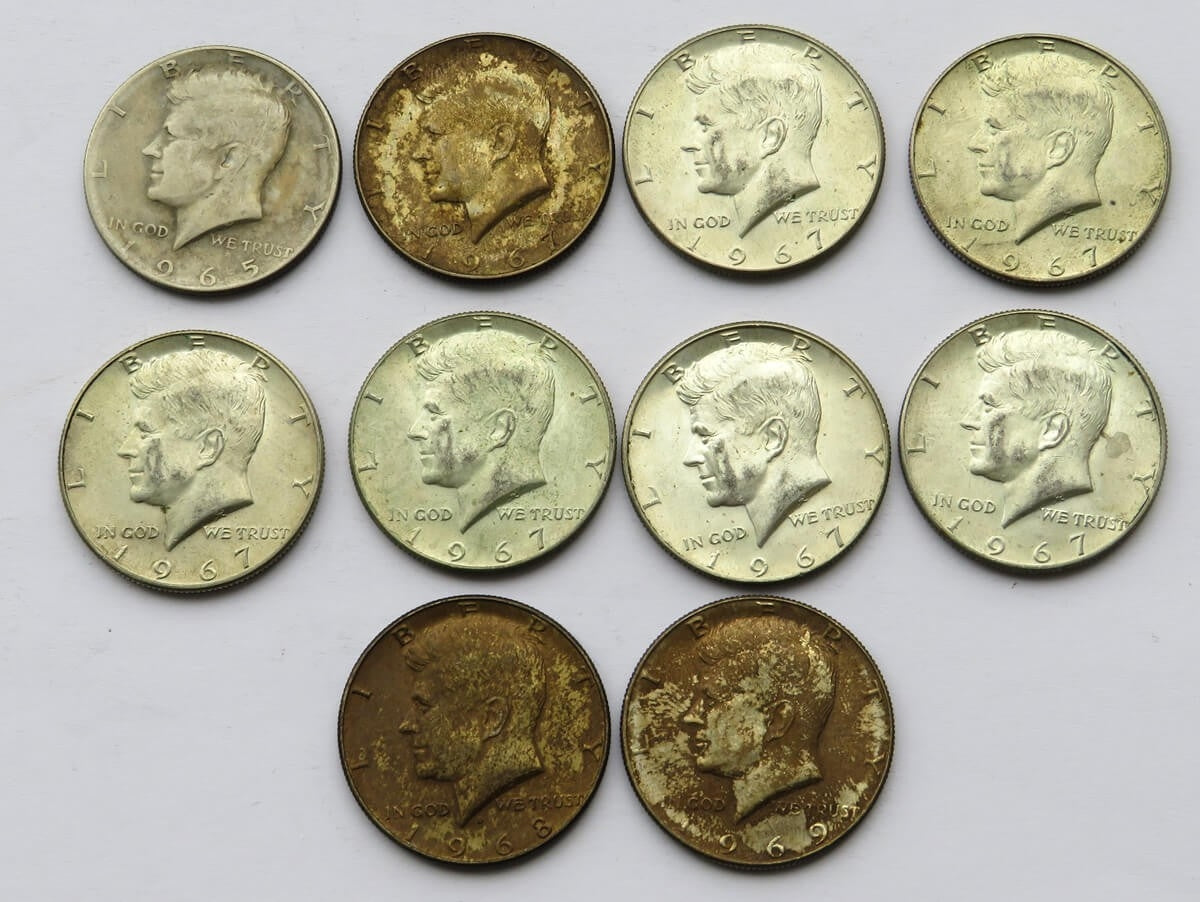 10 x 1/2 dolara Kennedy 1965-1969 rok - stan 2-/3