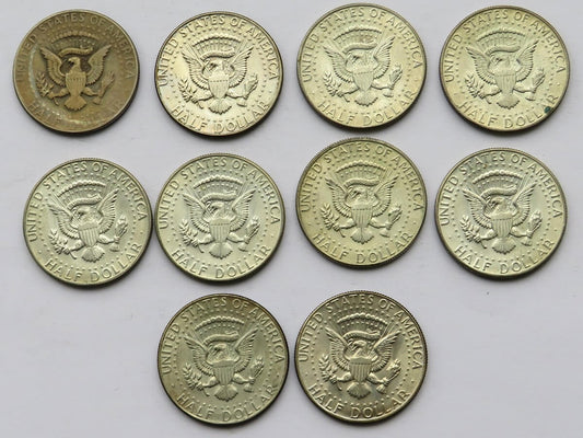 10 x 1/2 dolara Kennedy 1965-1969 rok - stan 2-/3