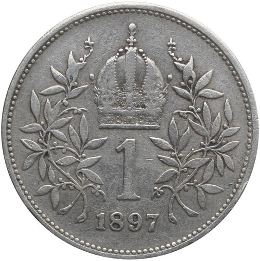Austria 1 korona, 1897, ładna, srebro