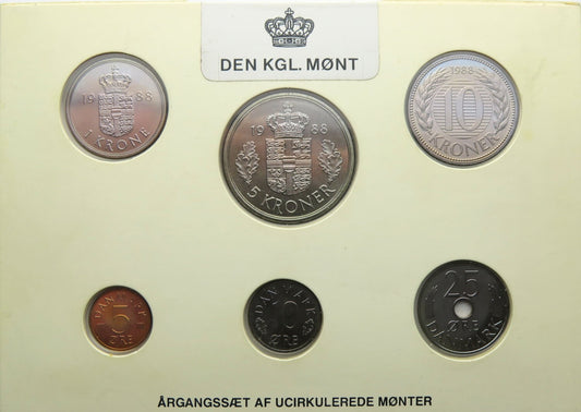 Dania Oficjalny zestaw monet duńskich 1988, w etui