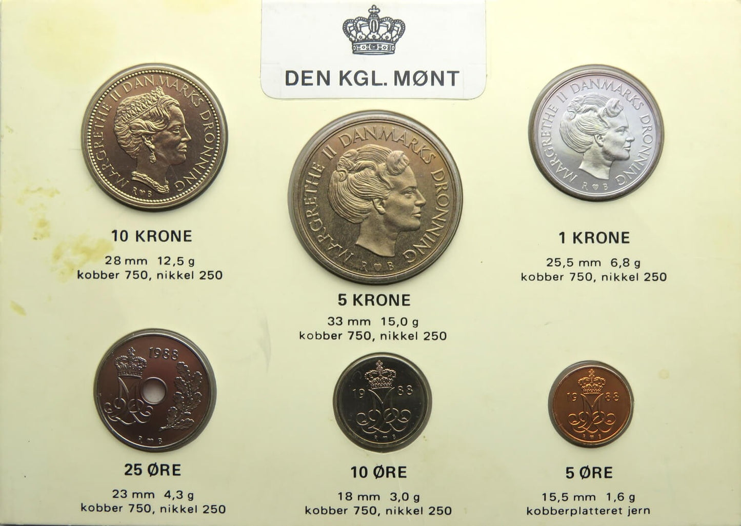 Dania Oficjalny zestaw monet duńskich 1988, w etui