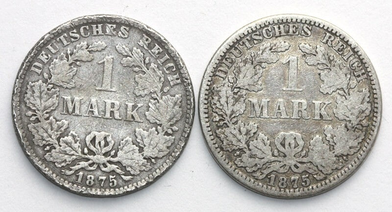 Lot: 2 x 1 Mark 1875 A, srebro, stan 3/4