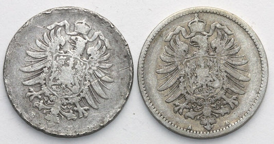 Lot: 2 x 1 Mark 1875 A, srebro, stan 3/4