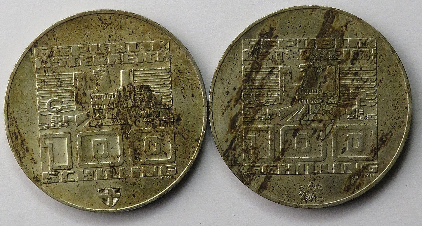 Lot: Austria 2 x 100 szylingów, 1976, Innsbruck, srebro