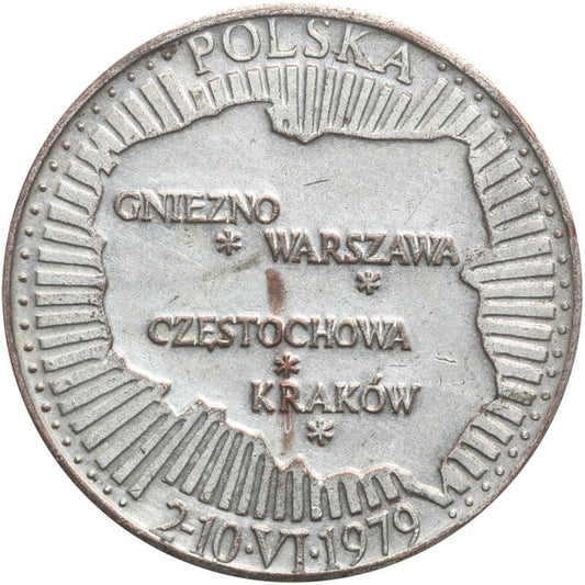 Medal 1979 Jan Paweł 2, Gniezno, Częstochowa, Warszawa, Kraków