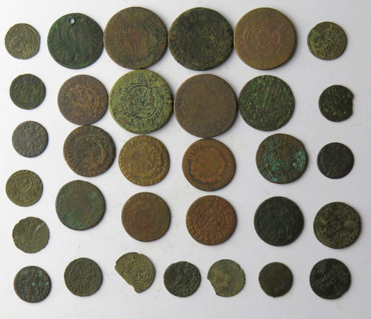 Mix 32 monet historycznych do identyfikacji m.in. XVIII wiek, różne