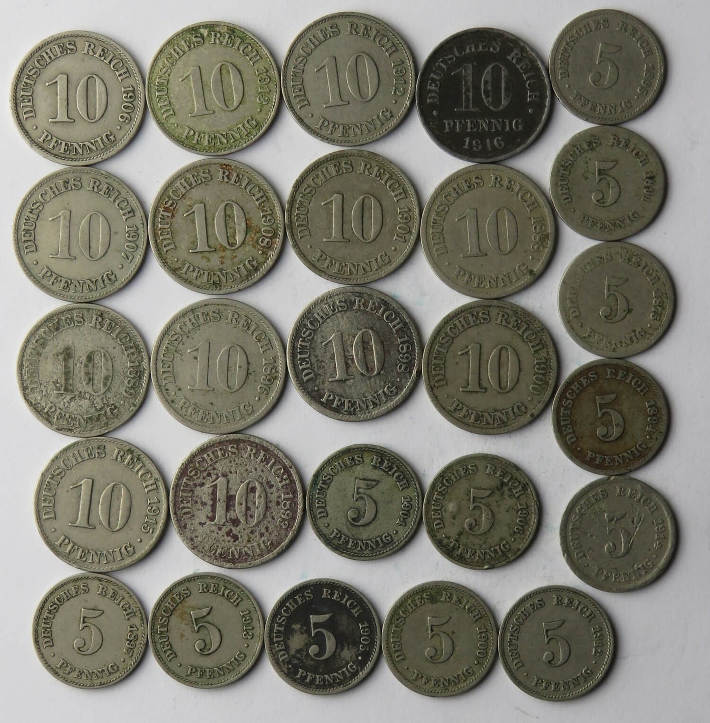 Niemcy Lot 26 szt: 14 x 10 fenigów + 12 x 5 fenigów