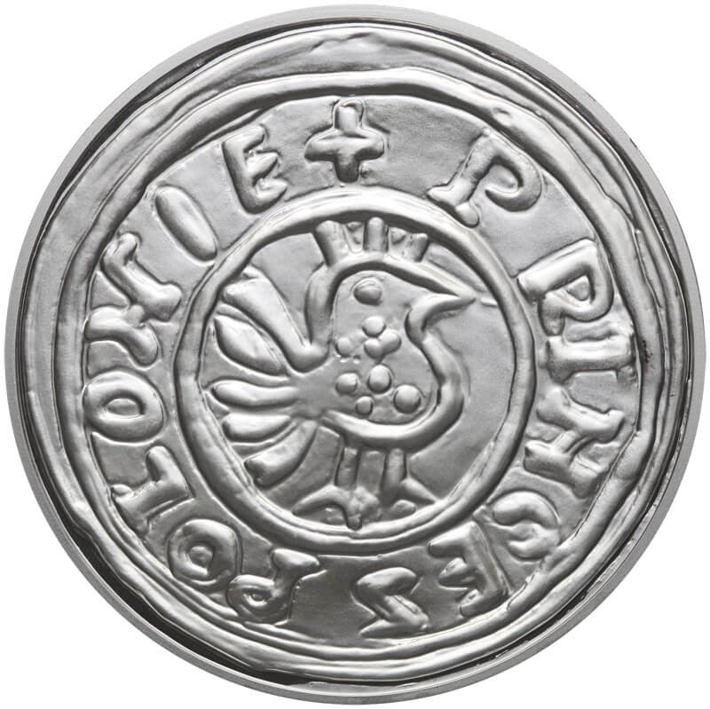 Replika Denar Bolesława Chrobrego, platerowana