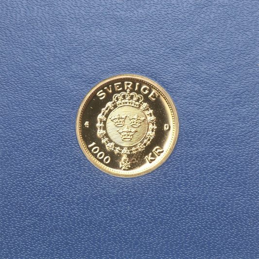 Szwecja 1000 koron, 1992, złoto Au900, 5.8g, król Gustaw III