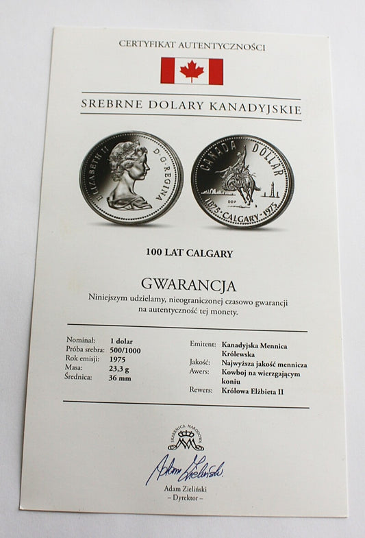 1 Dolar - 100 Lat Calgary 1975 r. - Kanada