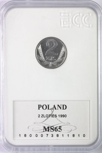 2 złote 1990, GCN MS65 mennicze