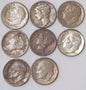 8 x one dime (10 centów), srebro Ag900, różne roczniki 1917-1963