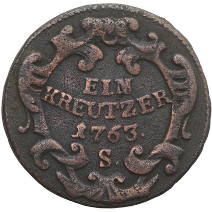 Austria 1 krajcar, 1763 Maria Teresa Znak menniczy „S” - Smolnik