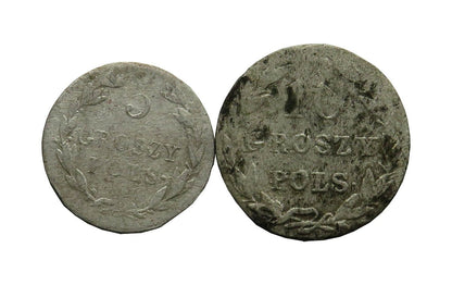 Lot: Królestwo Kongresowe, 5 groszy + 10 groszy, stan 5-6