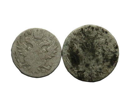 Lot: Królestwo Kongresowe, 5 groszy + 10 groszy, stan 5-6