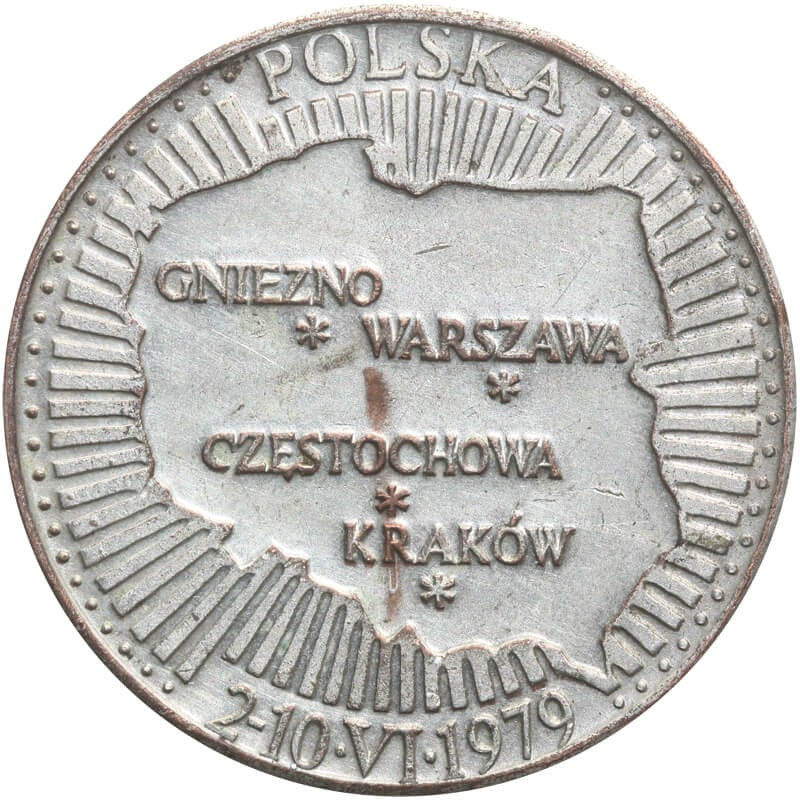 Medal 1979 Jan Paweł 2, Gniezno, Częstochowa, Warszawa, Kraków
