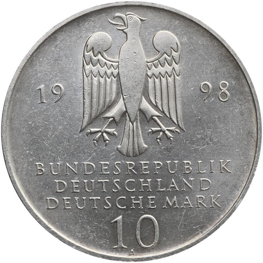 Niemcy 10 marek, 1998 300 rocznica - Franckesche Stiftungen, srebro