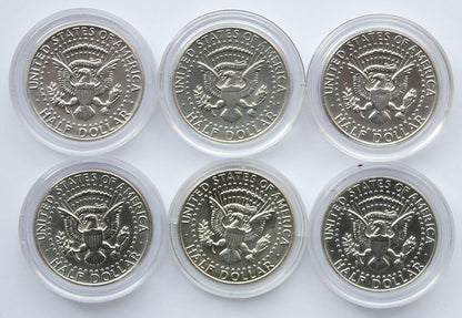 USA, 6 x 1/2 dolara Kennedy, piękny połysk, stany 1-