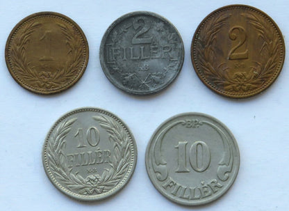Węgry, monety z lat 1902-1926, zestaw 5 sztuk