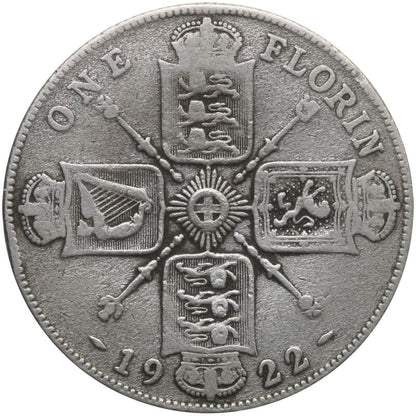 Wielka Brytania 2 szylingi (floren, florin), 1922, srebro