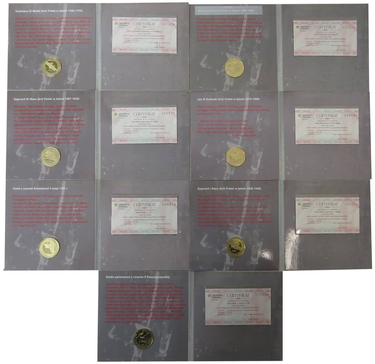 Zestaw 7 medali "Orły Polskie" - każdy inny