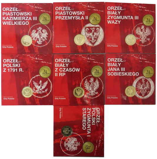 Zestaw 7 medali "Orły Polskie" - każdy inny